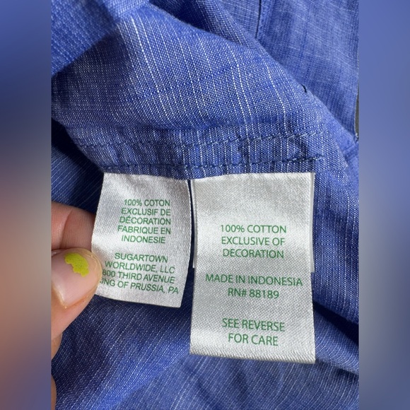 Lilly Pulitzer Chambray/ French Blue Tunic with Lace Bell Sleeves - Picture 6 of 8